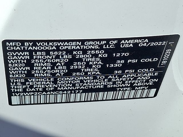 2022 Volkswagen Atlas 2.0T SE w/Technology