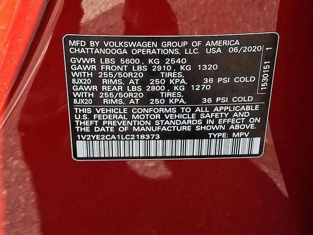 2020 Volkswagen Atlas Cross Sport 3.6L V6 SE w/Technology