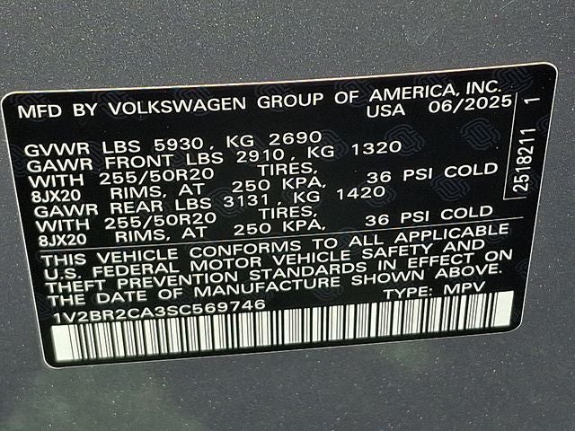 2025 Volkswagen Atlas 2.0T SEL