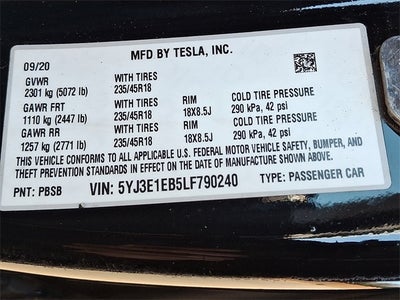 2020 Tesla Model 3 Long Range