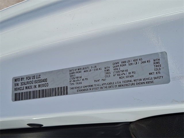 2025 RAM ProMaster 2500 Cargo Van Tradesman High Roof 159' WB w/Pass Seat