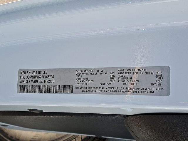 2026 RAM ProMaster 3500 RAM PROMASTER 3500 TRADESMAN CARGO VAN HIGH ROOF 159' WB EXT